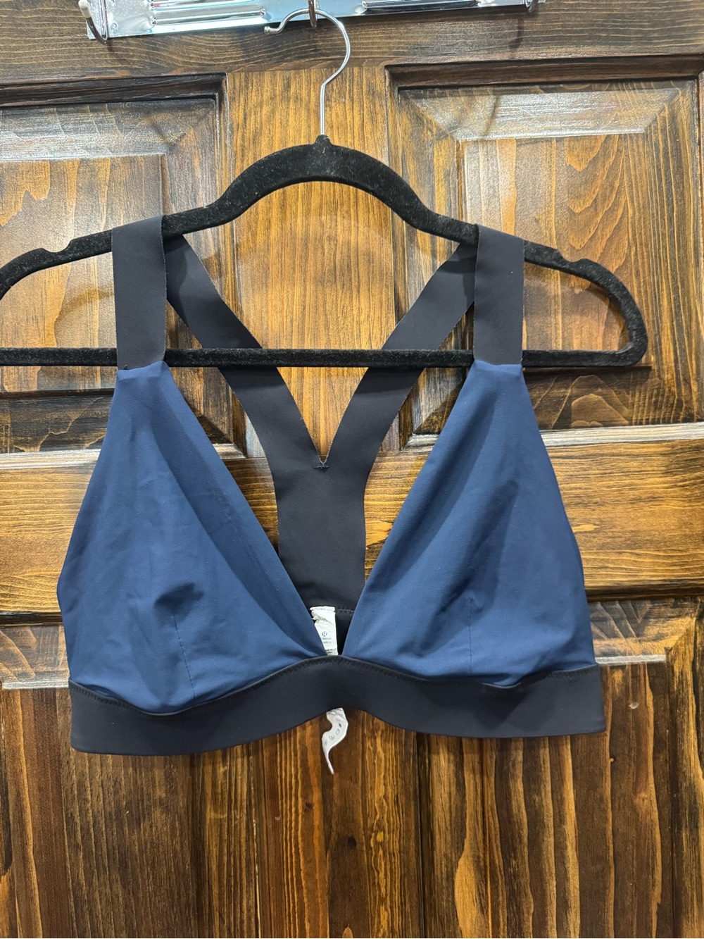 lululemon athletica Navy and Black V‑Back Wireless Bikini Top